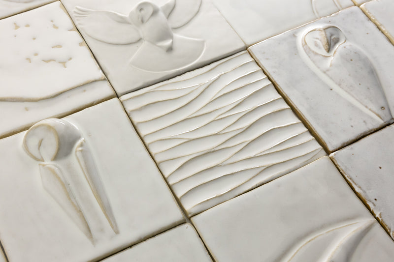 White Sculptural Owl Figure Tiles - 1SQ1NL-WS