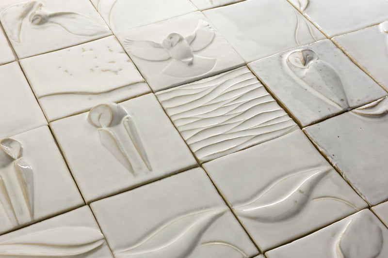 White Sculptural Owl Figure Tiles - 1SQ1NL-WS