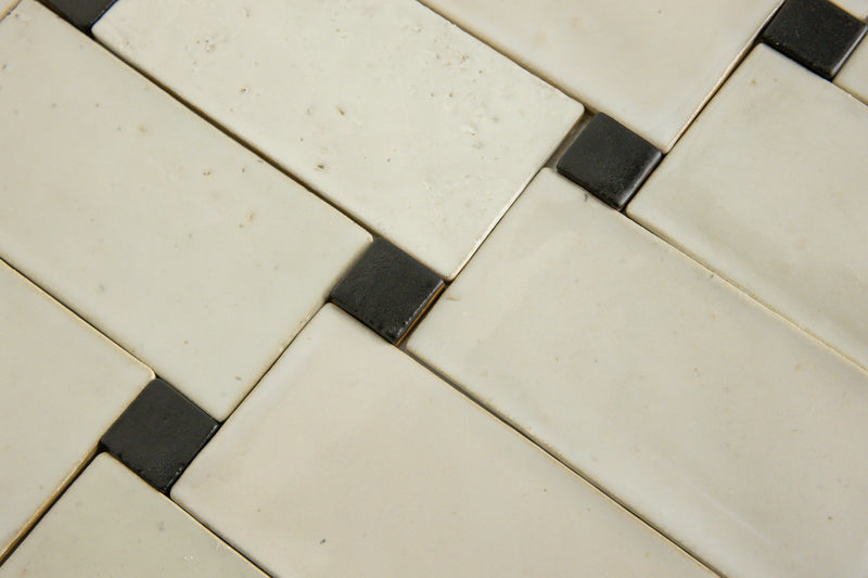 Cream Ceramic Tiles with Black Blocks - 29BCGZ-WS