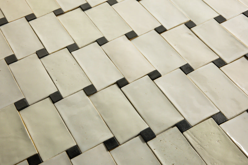 Cream Ceramic Tiles with Black Blocks - 29BCGZ-WS