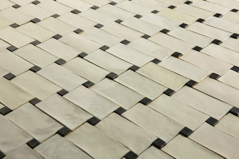 Cream Ceramic Tiles with Black Blocks - 29BCGZ-WS
