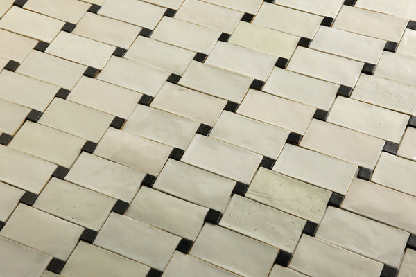 Cream Ceramic Tiles with Black Blocks - 29BCGZ-WS