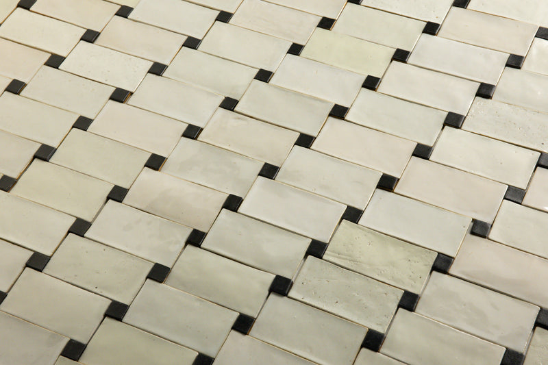 Cream Ceramic Tiles with Black Blocks - 29BCGZ-WS