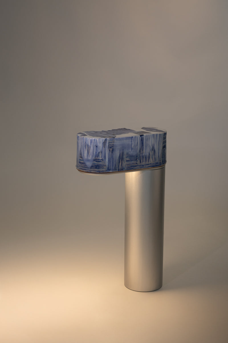 Blue & White Hand-Made Ceramic Outdoor Lantern - 2Z38XG