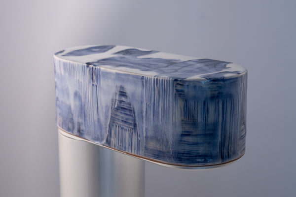 Blue & White Hand-Made Ceramic Outdoor Lantern - 2Z38XG