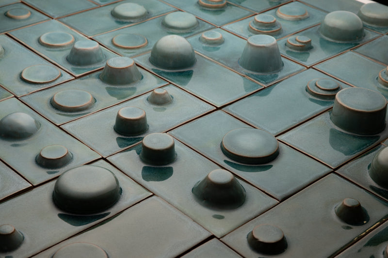 Hand-Made Square 3D Teal Tiles - 5D1K2H-EX