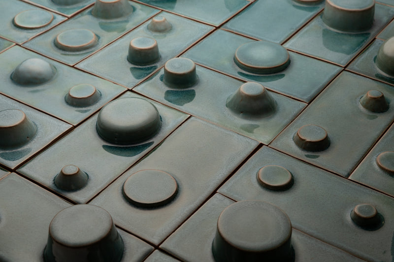 Hand-Made Square 3D Teal Tiles - 5D1K2H-EX