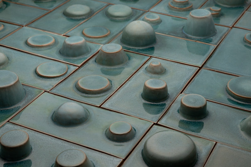 Hand-Made Square 3D Teal Tiles - 5D1K2H-EX