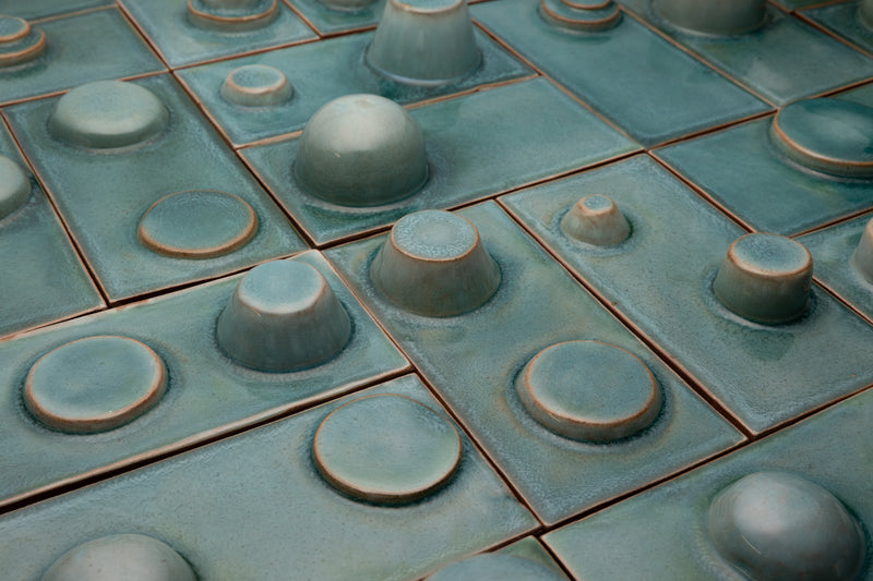 Hand-Made Square 3D Teal Tiles - 5D1K2H-EX
