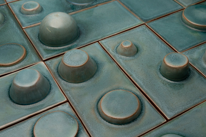 Hand-Made Square 3D Teal Tiles - 5D1K2H-EX