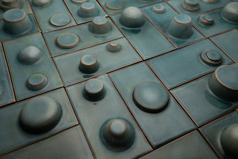 Hand-Made Square 3D Teal Tiles - 5D1K2H-EX
