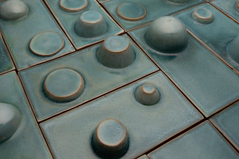 Hand-Made Square 3D Teal Tiles - 5D1K2H-EX