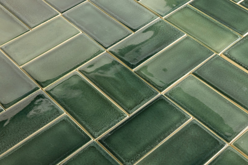 Glossy Green Rectangular Tiles - 5IE3WL-WS