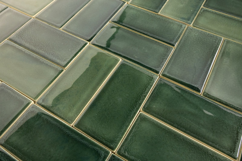 Glossy Green Rectangular Tiles - 5IE3WL-WS