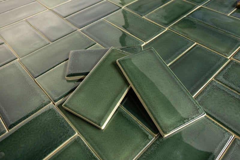 Glossy Green Rectangular Tiles - 5IE3WL-WS