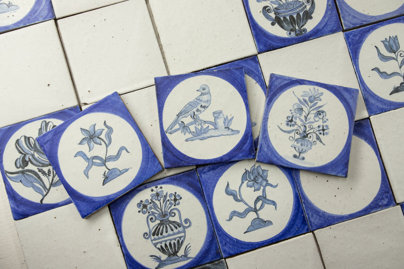 Square Blue Hand Painted Tile 66W6DS