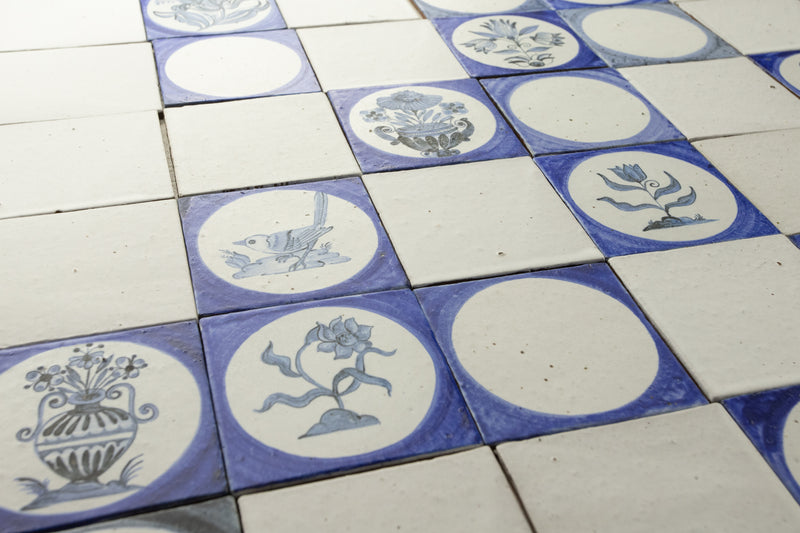 Square Blue Hand Painted Tile 66W6DS