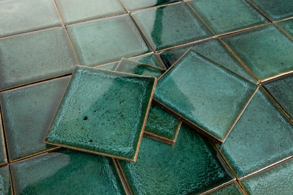 Glossy Green/Teal Square Tile - 6M5HLS-WS