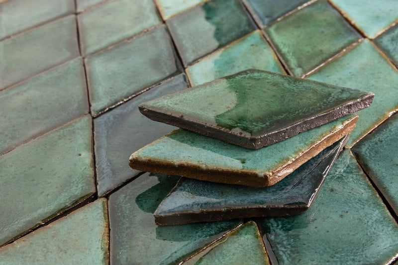 Glossy Green Rectangular Tiles - 72DG2H-WS