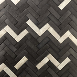 Rectangular Klompie Matt Black & White Blend Tiles 77YK2F