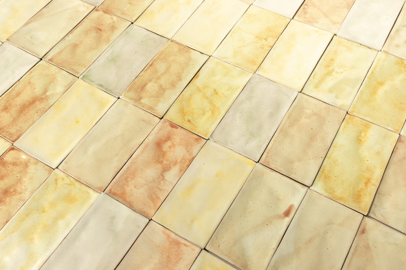 Blended Soft Hand Painted Yellow and Red Tiles 7HFRAQ