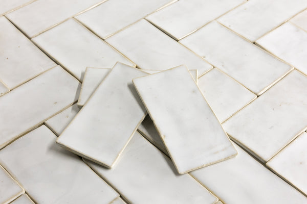 White Handmade Rectangular Tiles - 8F54TW-WS