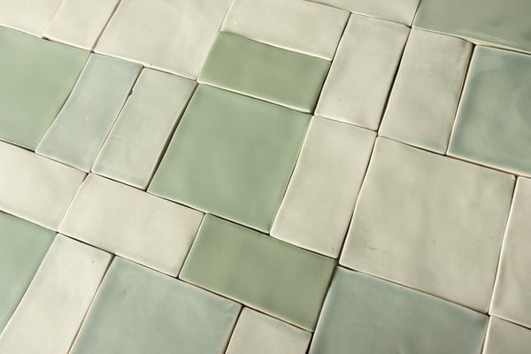 Blend of Rectangular & Square Pale Green Tiles  ABIDJB_WS