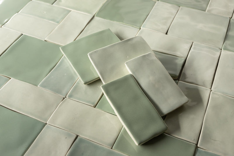 Blend of Rectangular & Square Pale Green Tiles  ABIDJB_WS