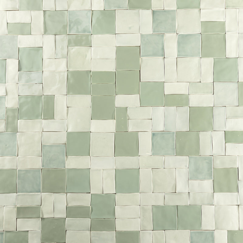 Blend of Rectangular & Square Pale Green Tiles  ABIDJB_WS
