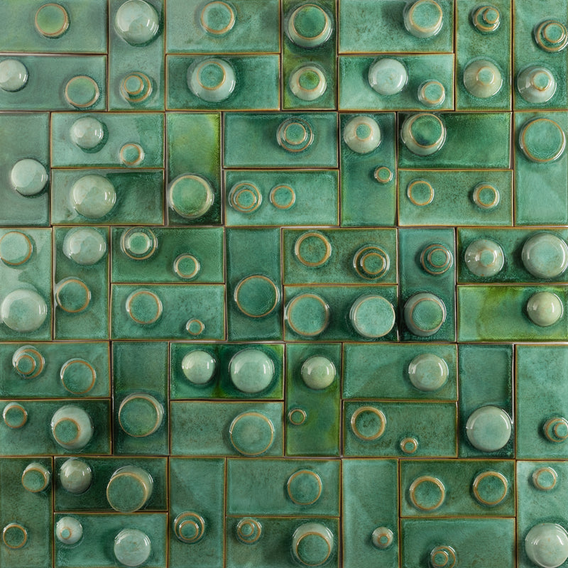 Hand-Made 3D Green Tiles - ACX814-EX