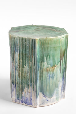 Flowing Green Handcrafted Ceramic Side Table 363mm - ADEAFF