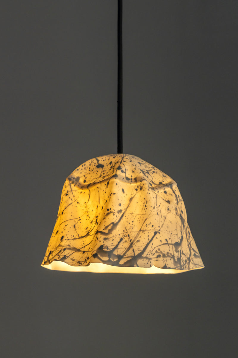 Porcelain Pendant Light with Light Grey Streaks - AEKFHG