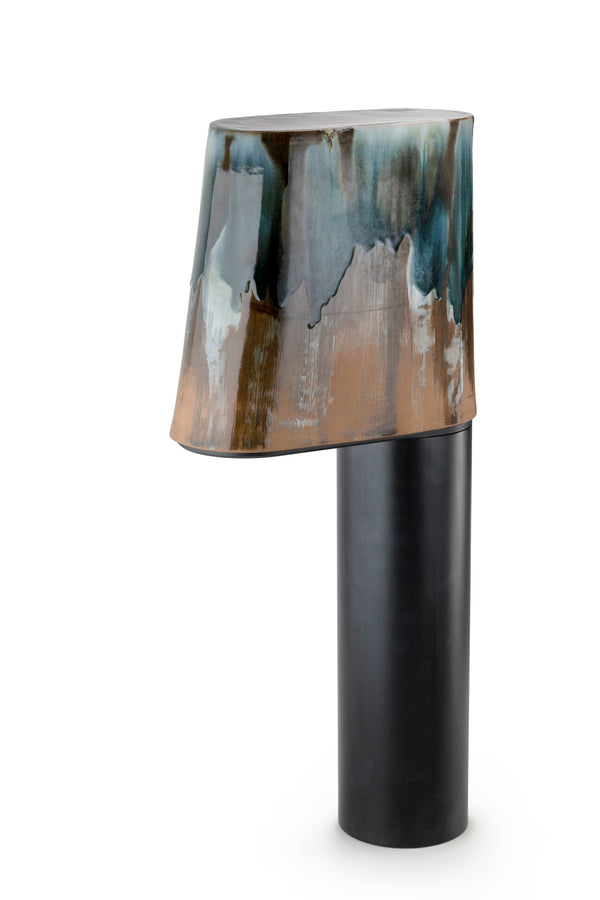 Blue & Terracotta Hand-Made Ceramic Outdoor Lantern - AEWNRL