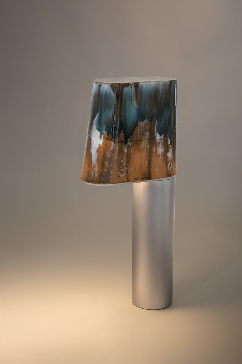 Blue & Terracotta Hand-Made Ceramic Outdoor Lantern - AEWNRL