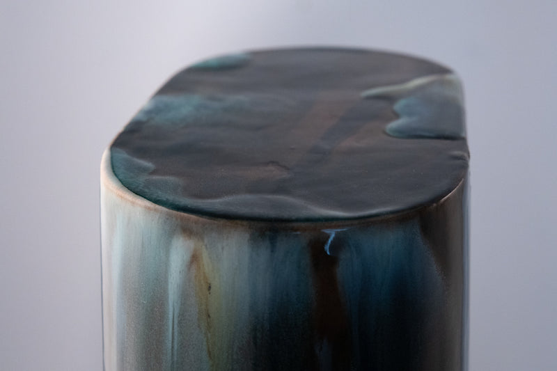 Blue & Terracotta Hand-Made Ceramic Outdoor Lantern - AEWNRL