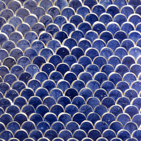 Evoke Nostalgia with Deep Royal Blue Leaf-Shaped Tiles AFXXGA