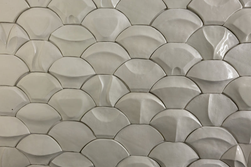 Handmade Sculptural White Fish-Scale Tiles - AHDUTQ-WS