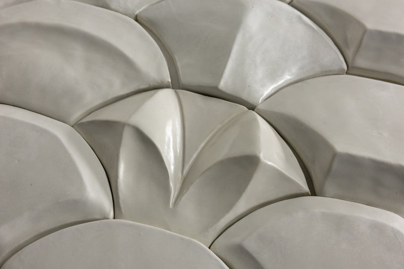 Handmade Sculptural White Fish-Scale Tiles - AHDUTQ-WS