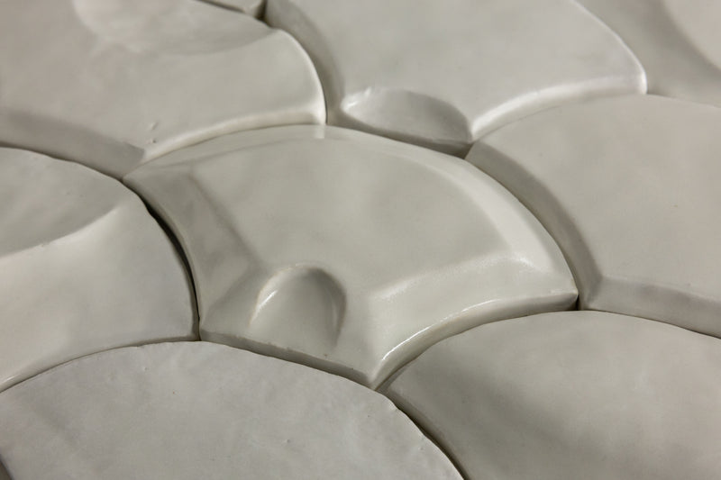 Handmade Sculptural White Fish-Scale Tiles - AHDUTQ-WS
