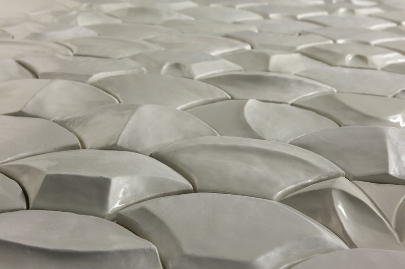 Handmade Sculptural White Fish-Scale Tiles - AHDUTQ-WS