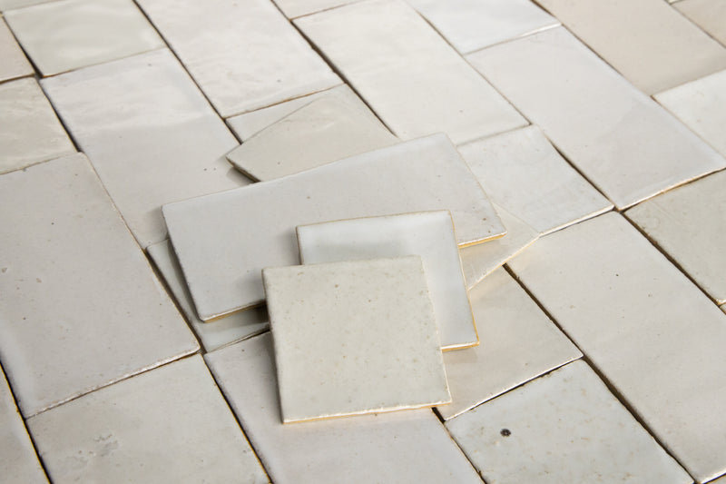 Undulating Off-White Handmade Rectangular & Square Tiles - AKHBMC_WS