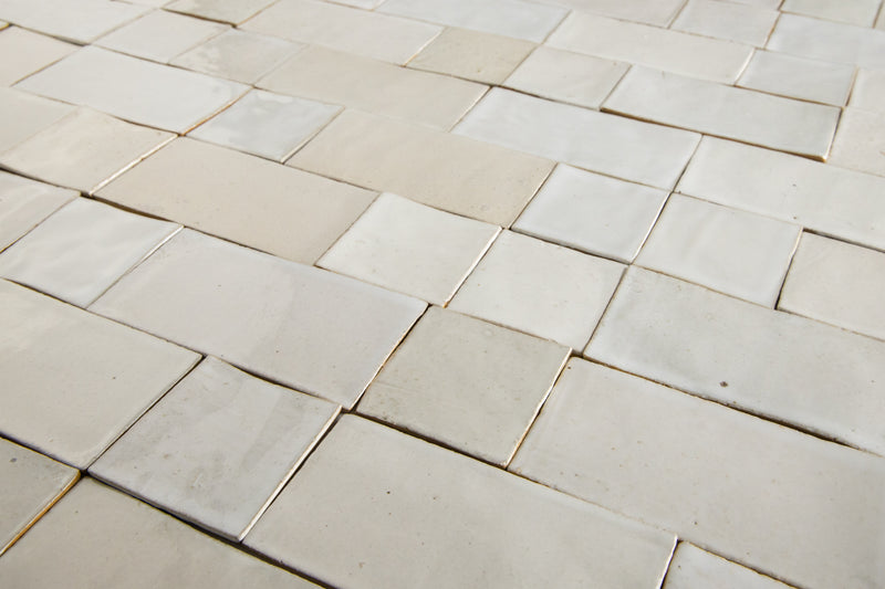 Undulating Off-White Handmade Rectangular & Square Tiles - AKHBMC_WS