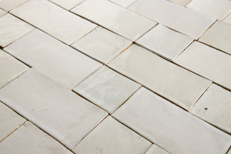 Undulating Off-White Handmade Rectangular & Square Tiles - AKHBMC_WS