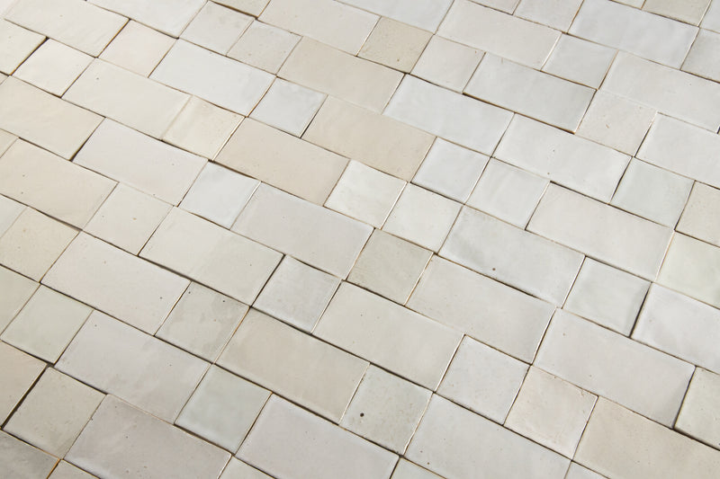 Undulating Off-White Handmade Rectangular & Square Tiles - AKHBMC_WS