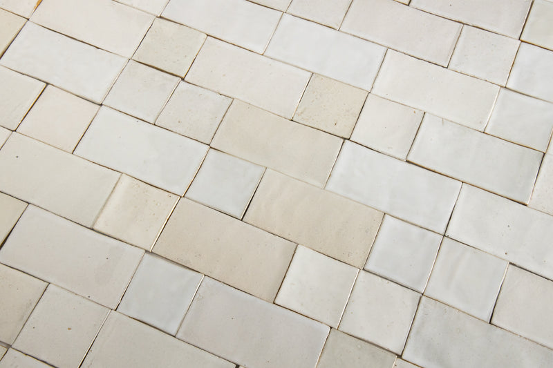 Undulating Off-White Handmade Rectangular & Square Tiles - AKHBMC_WS