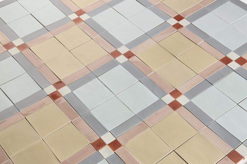 Multi-Coloured Geometric Square Pattern Tiles - AKMBEF-EX