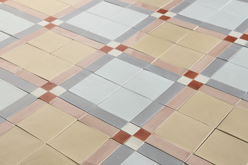 Multi-Coloured Geometric Square Pattern Tiles - AKMBEF-EX