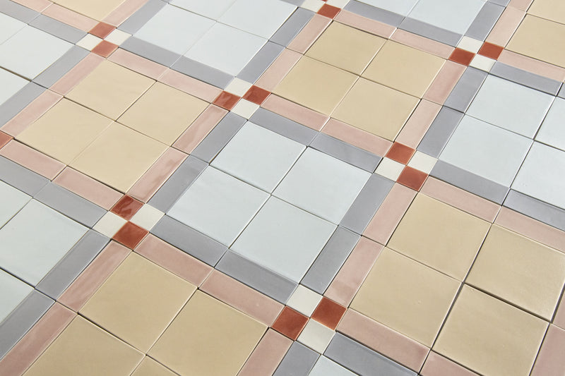 Multi-Coloured Geometric Square Pattern Tiles - AKMBEF-EX