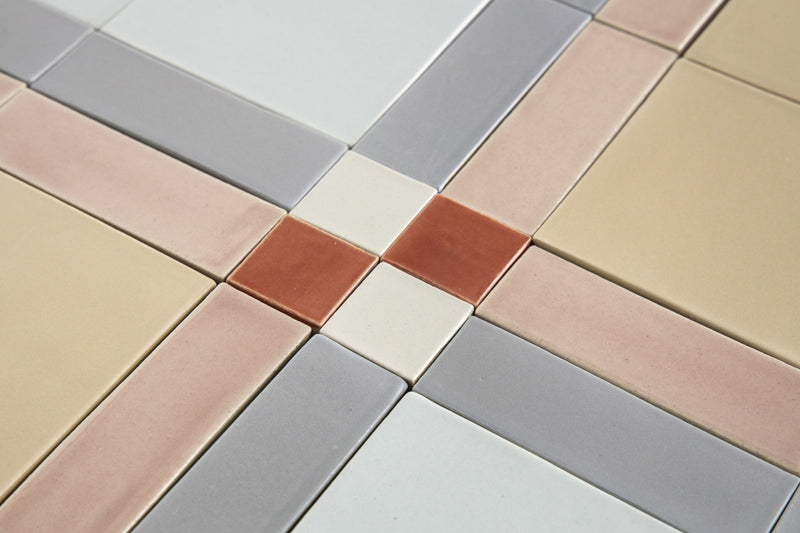 Multi-Coloured Geometric Square Pattern Tiles - AKMBEF-EX