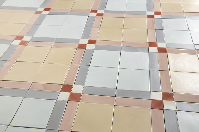 Multi-Coloured Geometric Square Pattern Tiles - AKMBEF-EX